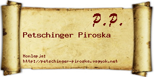 Petschinger Piroska névjegykártya